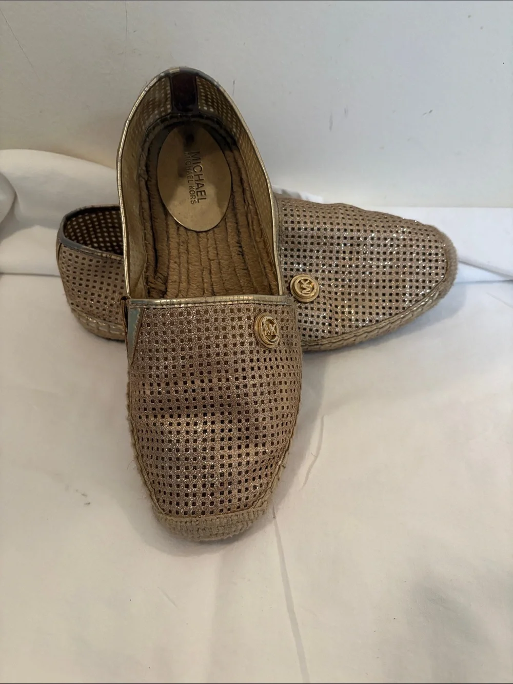 Michael Kors Metallic Gold Woven Espadrille Flats